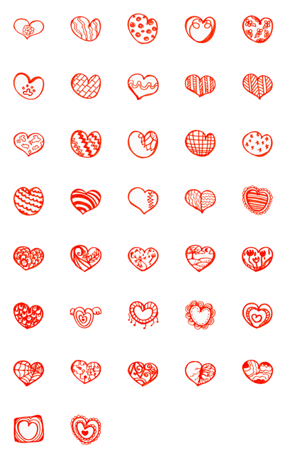 [LINE絵文字]Kid Drawn Heart Emoji V.8の画像一覧