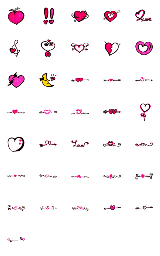 [LINE絵文字]Kid Drawn Heart Emoji V.10の画像一覧