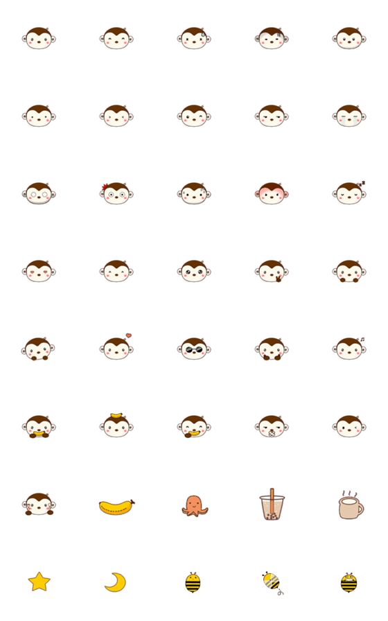 [LINE絵文字]Monkey Duk Dik Emojiの画像一覧