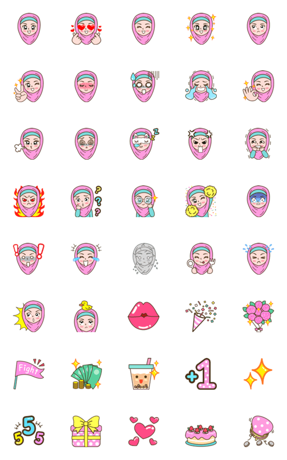 [LINE絵文字]Hijab girl Emojiの画像一覧