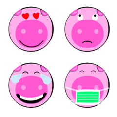 [LINE絵文字] Klom Klom Pink Pig Emojiの画像