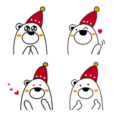 [LINE絵文字] White Bear Santa Emojiの画像