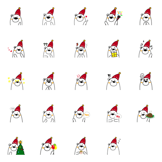 [LINE絵文字]White Bear Santa Emojiの画像一覧