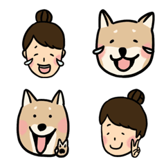 [LINE絵文字] chaihe and her shiba emojiの画像