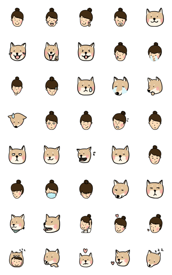 [LINE絵文字]chaihe and her shiba emojiの画像一覧