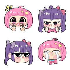 [LINE絵文字] Youme and Violet Funny Kawaii Emojiの画像