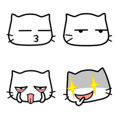 [LINE絵文字] white cat -  Emojiの画像