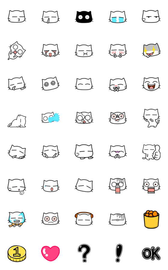 [LINE絵文字]white cat -  Emojiの画像一覧