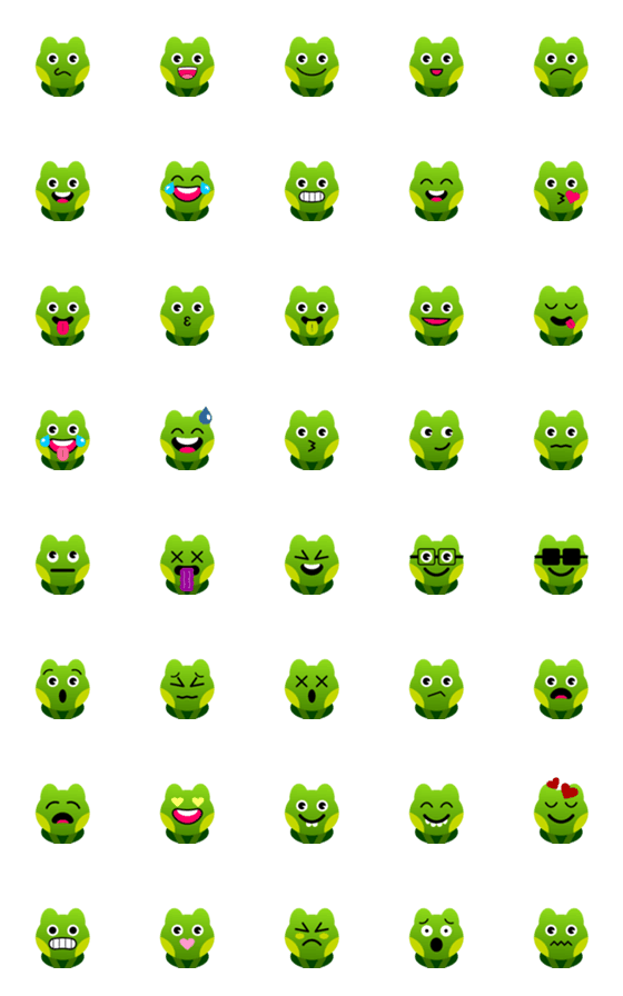 [LINE絵文字]Cute Little Frog Emojiの画像一覧