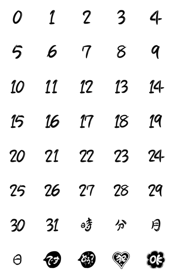 Line絵文字 日程のお知らせに便利な目立つ数字の絵文字 40種類 1円