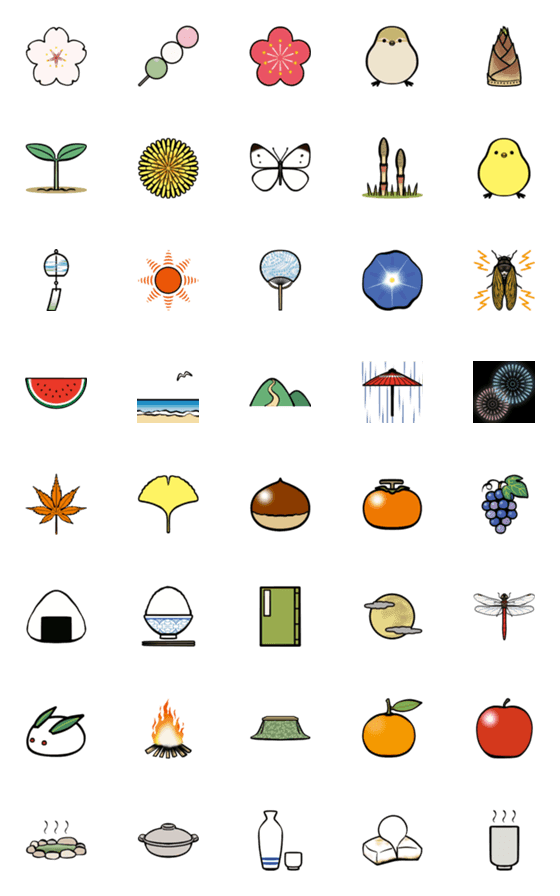 [LINE絵文字]日本の四季絵文字（ソート版）の画像一覧