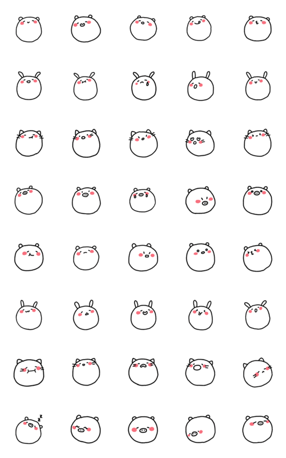 [LINE絵文字]Cute＆round animal mochi emojiの画像一覧