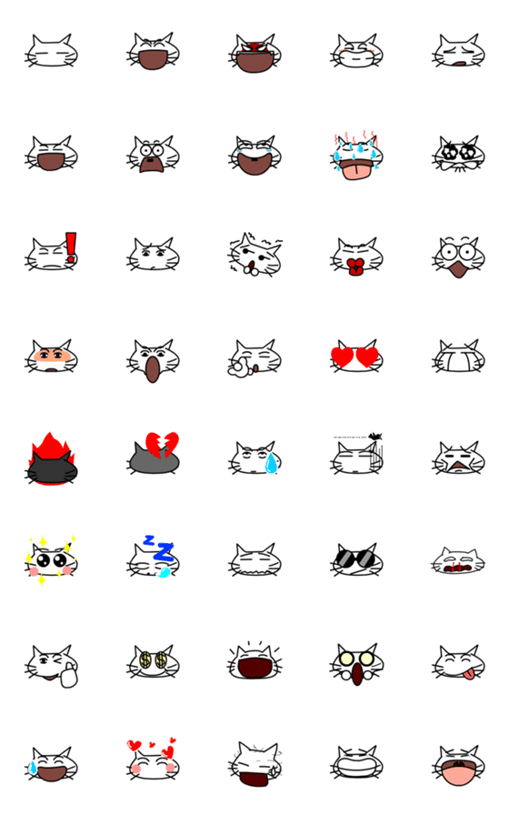 [LINE絵文字]Shiro Neko emojiの画像一覧