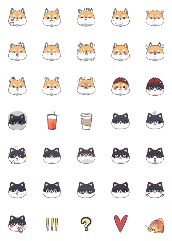 [LINE絵文字]Marshmallow Shiba ＆ Amix Emojiの画像一覧