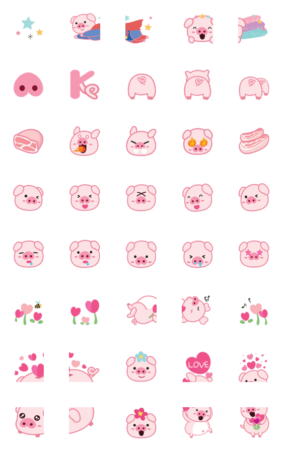 [LINE絵文字]Emoji : Lovely pig 2の画像一覧