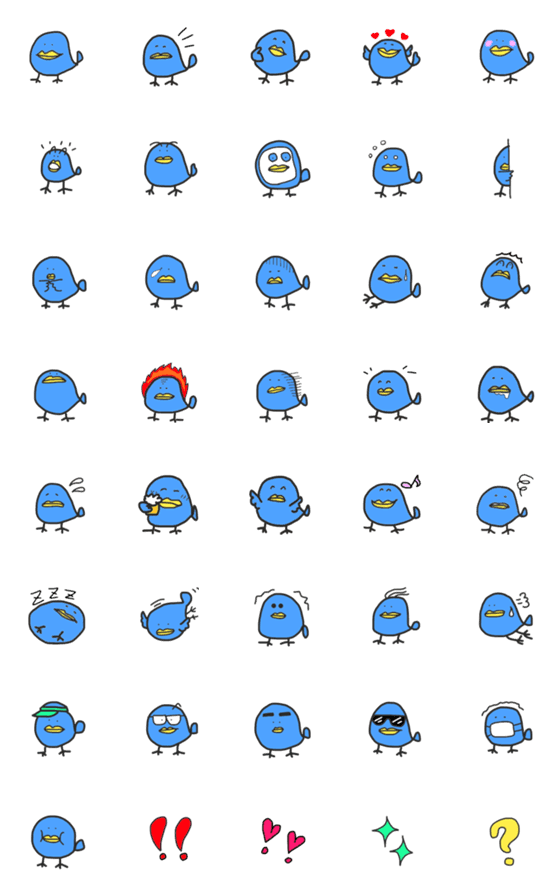 [LINE絵文字]Funny blue bird emojiの画像一覧