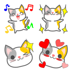 [LINE絵文字] 会話で使おう！かわいい三毛猫の絵文字の画像