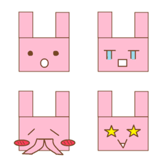 [LINE絵文字] ピンクのカクカクうさぎの絵文字の画像