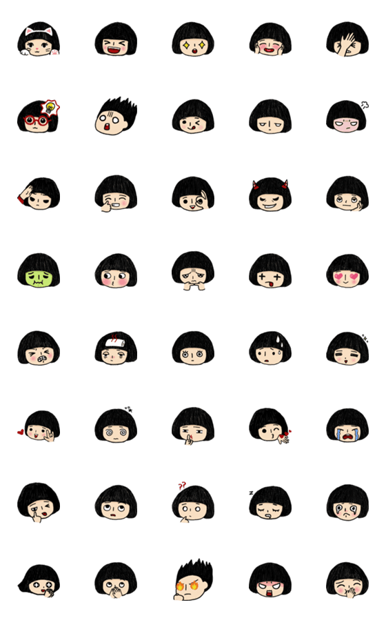 [LINE絵文字]Ms.Bowl Hairの画像一覧