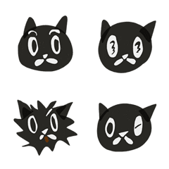 [LINE絵文字] little black print cat emojiの画像