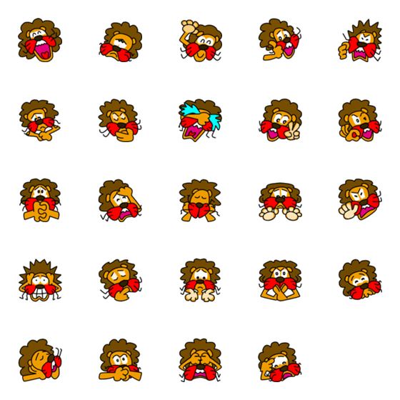 [LINE絵文字]Red Cheek Lion Emojiの画像一覧