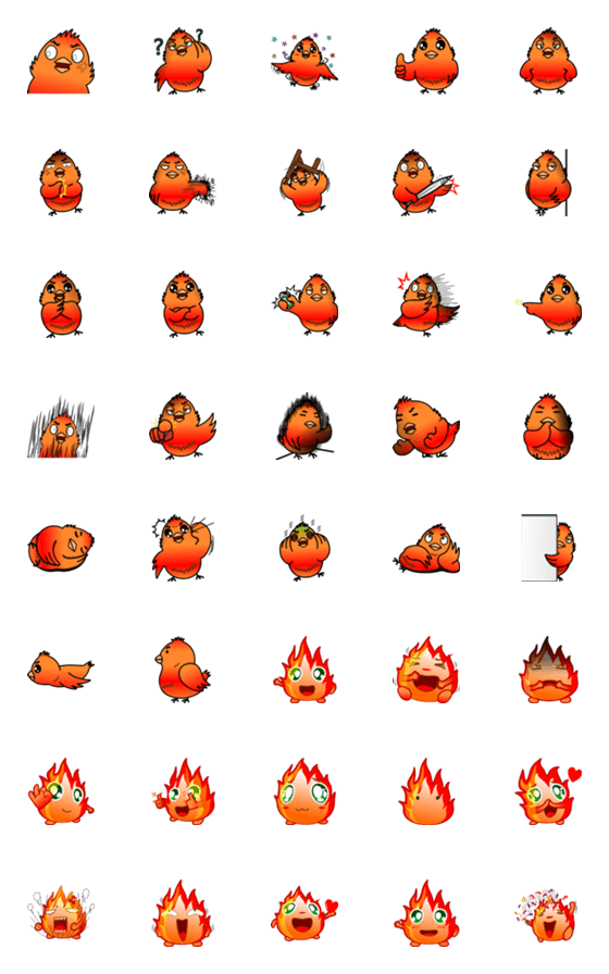 [LINE絵文字]Phoenix and small flamesの画像一覧