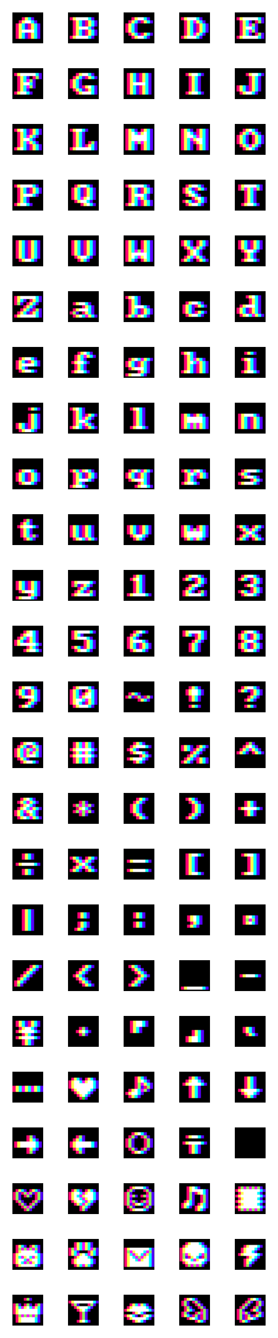 [LINE絵文字]3D効果英数字(虹色)の画像一覧