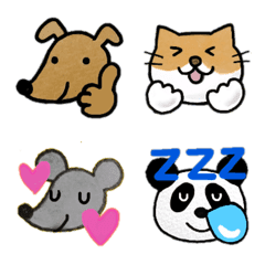 [LINE絵文字] 犬・猫・ネズミ・パンダの使える絵文字の画像