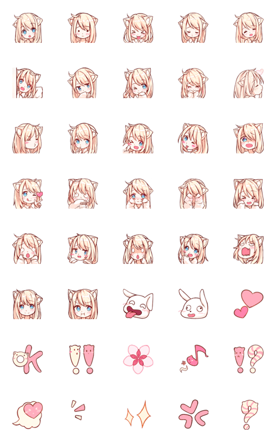 [LINE絵文字]NEKOMIMI-MiA Moe Emojiの画像一覧