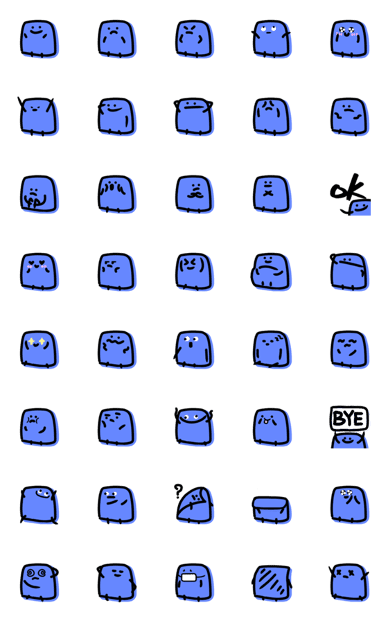 [LINE絵文字]青い四角型表現ステッカーの画像一覧