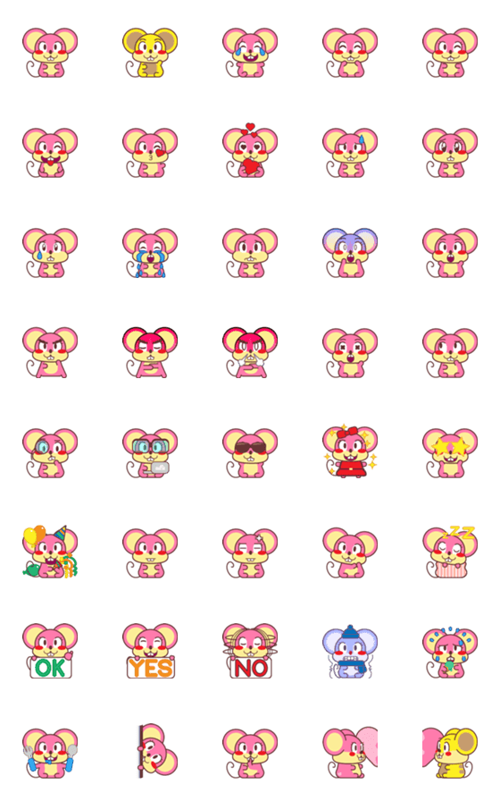 [LINE絵文字]Mousemoji - Blossom and Cheesyの画像一覧