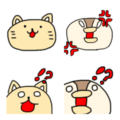 [LINE絵文字] ねこクマとすずめカモ絵文字の画像