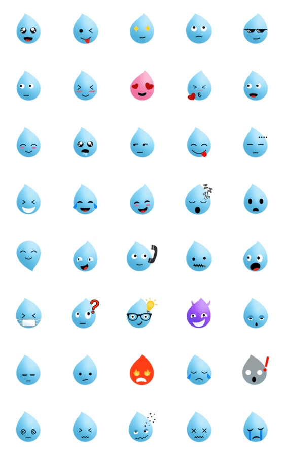 [LINE絵文字]Cute water drop emojiの画像一覧