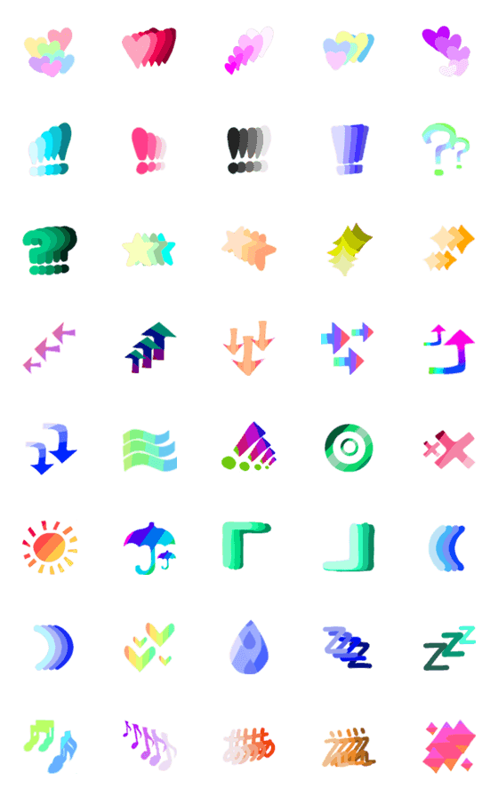 Line絵文字 グラデーション絵文字 40種類 1円