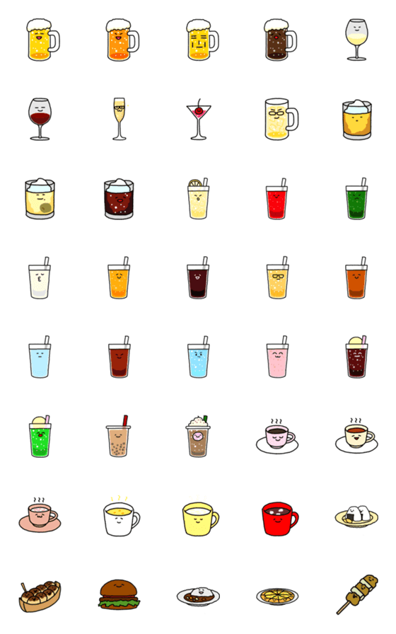 [LINE絵文字]drink and foodsの画像一覧