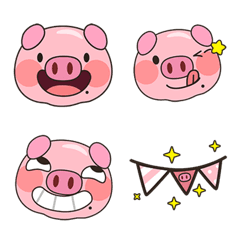 [LINE絵文字] Cute Pig pink Emojiの画像