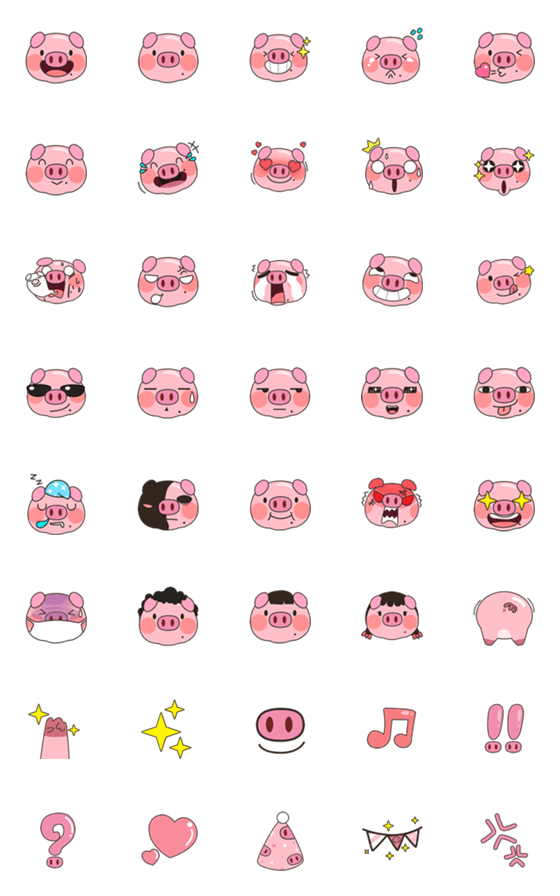 [LINE絵文字]Cute Pig pink Emojiの画像一覧