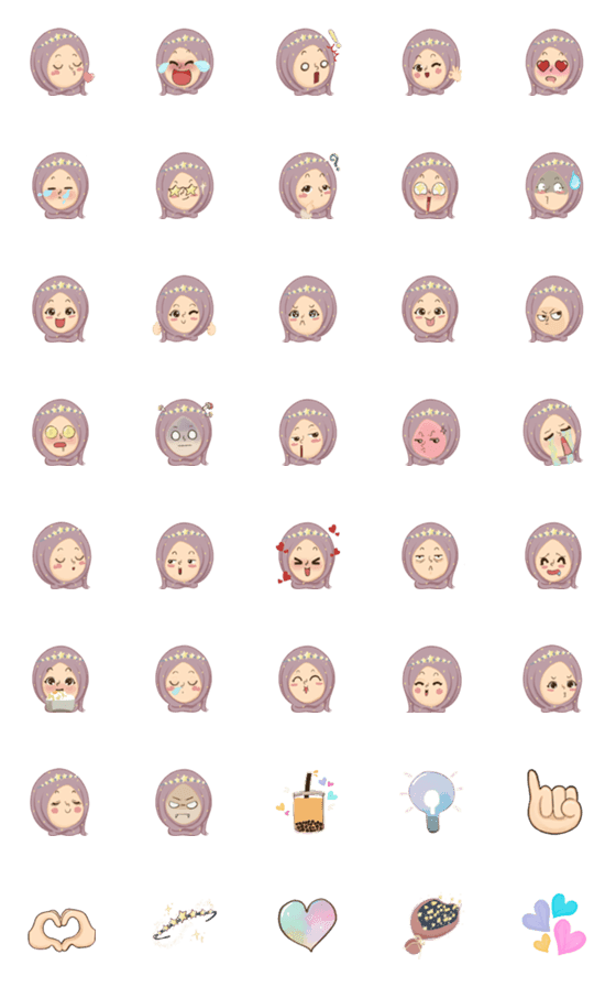 [LINE絵文字]Twinkle Little Hijab Emojiの画像一覧