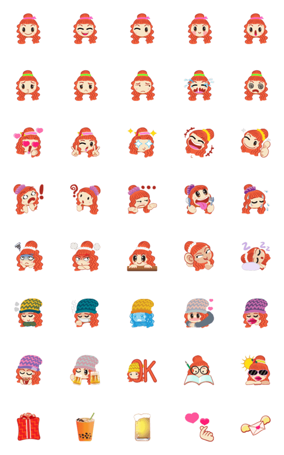 [LINE絵文字]40 Emoji Girlの画像一覧