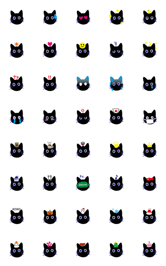 [LINE絵文字]黒猫の絵文字の画像一覧