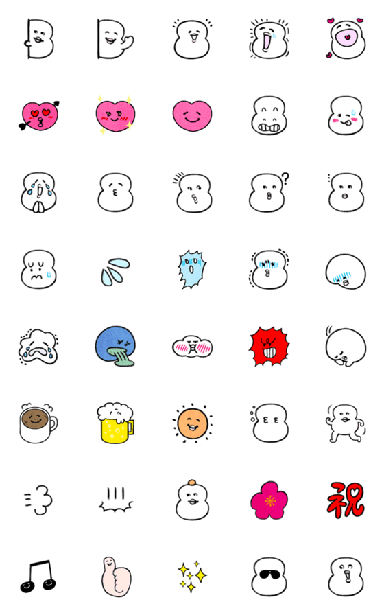 [LINE絵文字]おもちのような絵文字の画像一覧