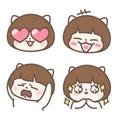 [LINE絵文字] かわいいピンクの猫の少女SHINEの画像