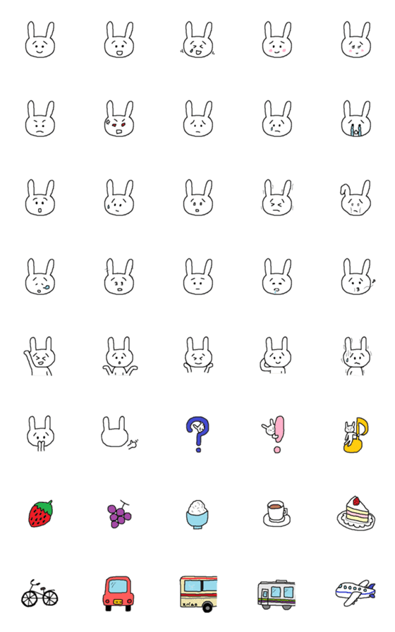 [LINE絵文字]まゆうさぎの絵文字の画像一覧