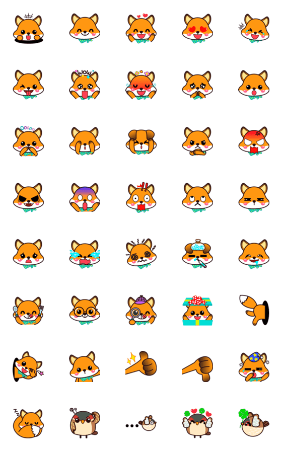 [LINE絵文字]Cute Fox emojiの画像一覧