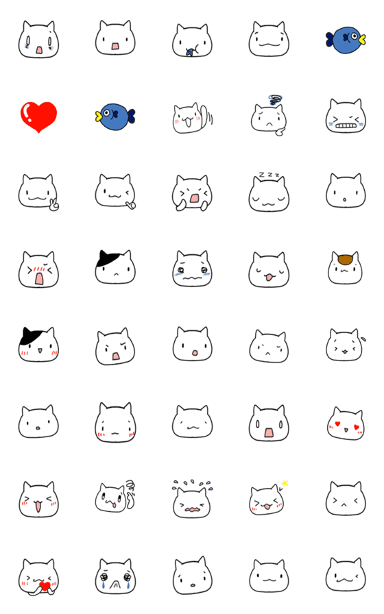[LINE絵文字]良く使えそうな気がする白猫とお友達の画像一覧