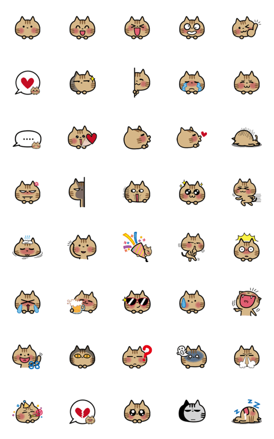 [LINE絵文字]Tabby cat face Stickersの画像一覧