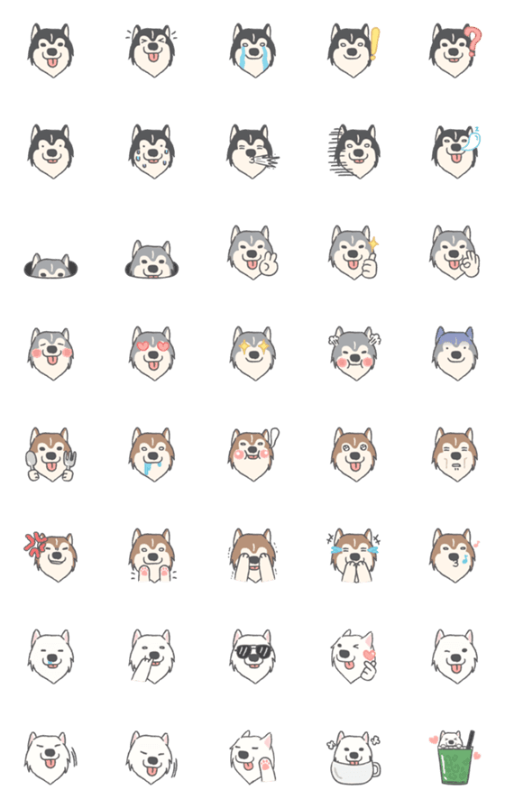 [LINE絵文字]Cute Husky emoji v.1の画像一覧