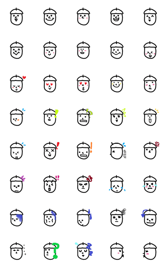 [LINE絵文字]手書きなどんぐりちゃんの画像一覧