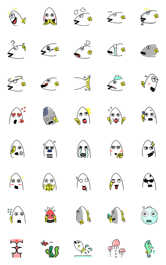 [LINE絵文字]Fish brain relapse-emojiの画像一覧