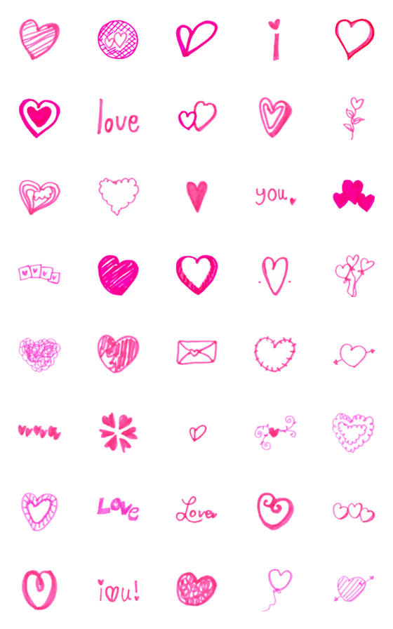 [LINE絵文字]Kid Drawn Heart V.1の画像一覧